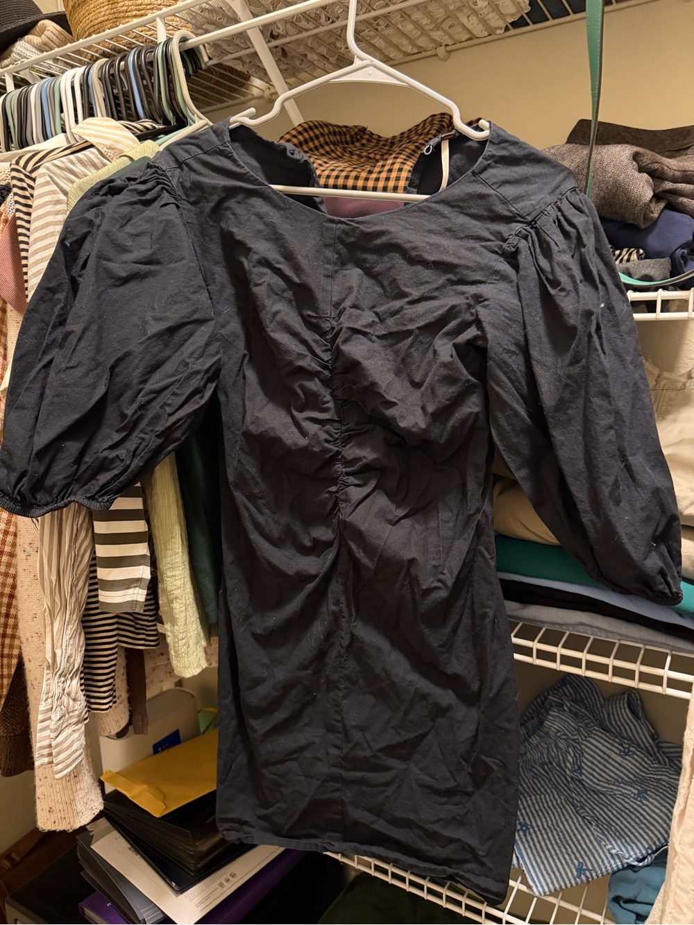 Free People Black Puff Sleeve Mini Dress